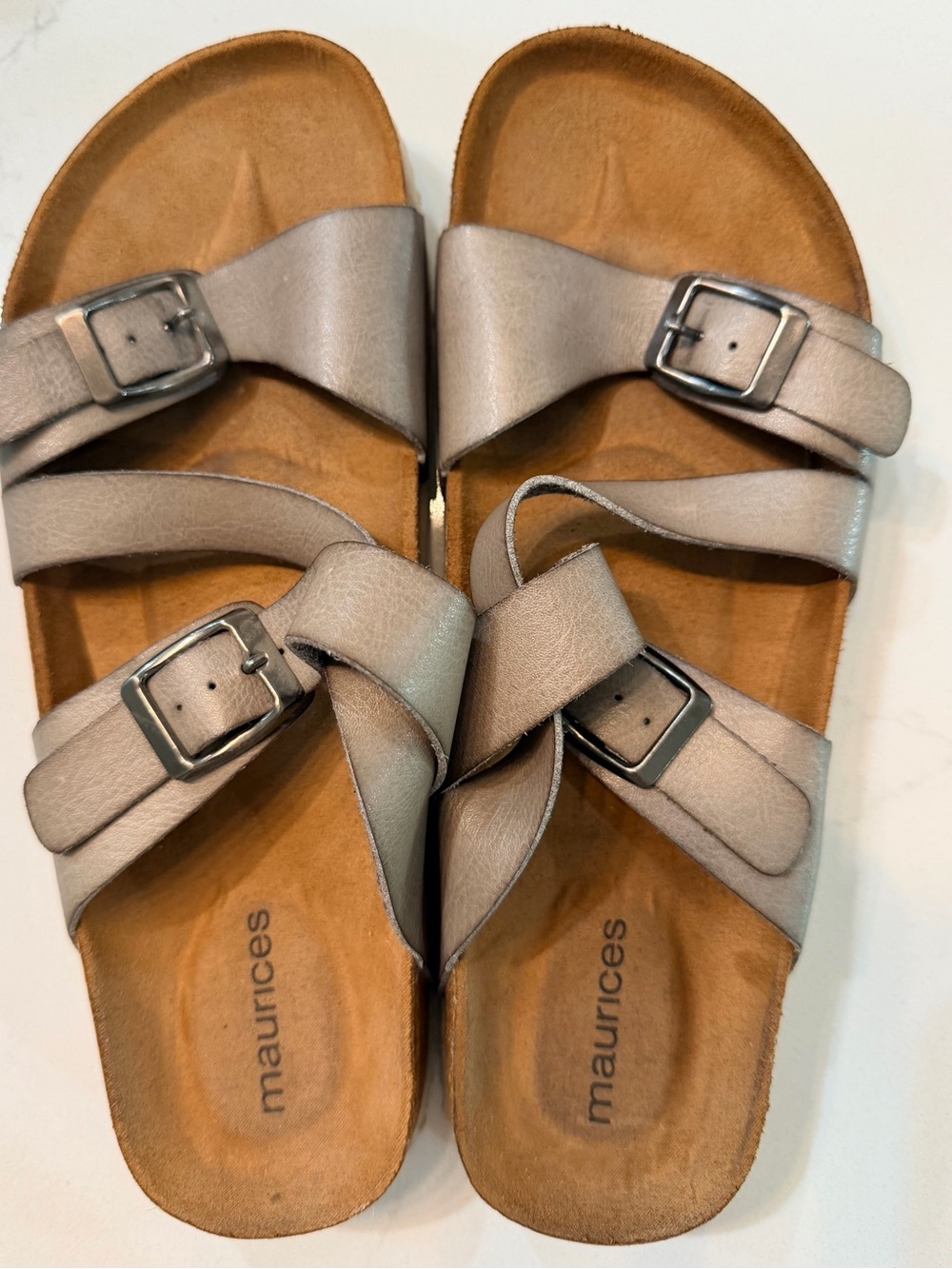 Maurices Silver Metallic Dual-Buckle Women's Sandals